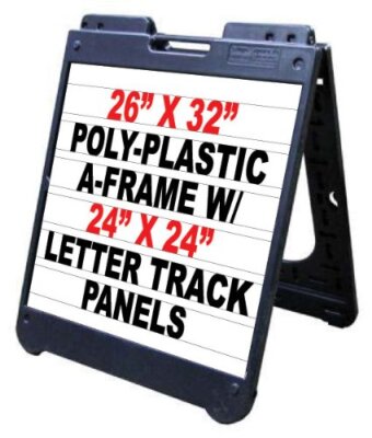Poly A-Frame 26''x32'' Double Sided Sidewalk Sign w/Letter Track Panels & Letter