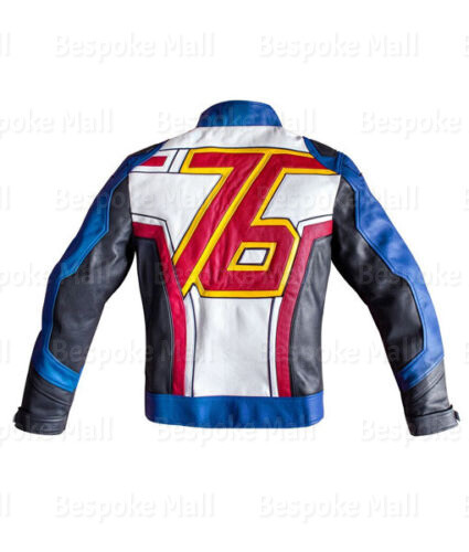 Pre-owned Handmade Men's Over Watch Soldier 76 Multicolor Cowhide Leather Motorcycle Jacket-587