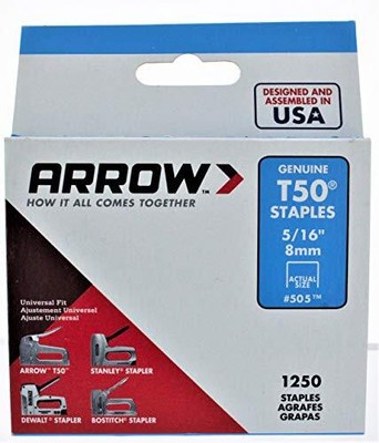 Arrow Fastener 505 12 Pack 5/16in. T50 Heavy Duty Staples, 1,250 Staples Per ...