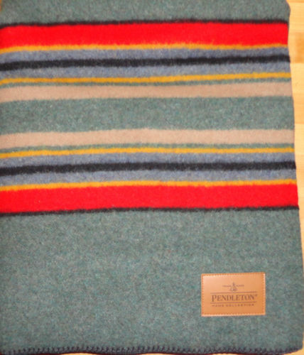 Vintage LL Bean Striped Wool Blanket Measuring Approximately 82