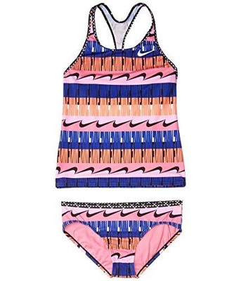 

Nike Kids Комплект танкини для девочек Clash Racerback (для маленьких/больших детей), Черный LG, Multi, NESSA736-001