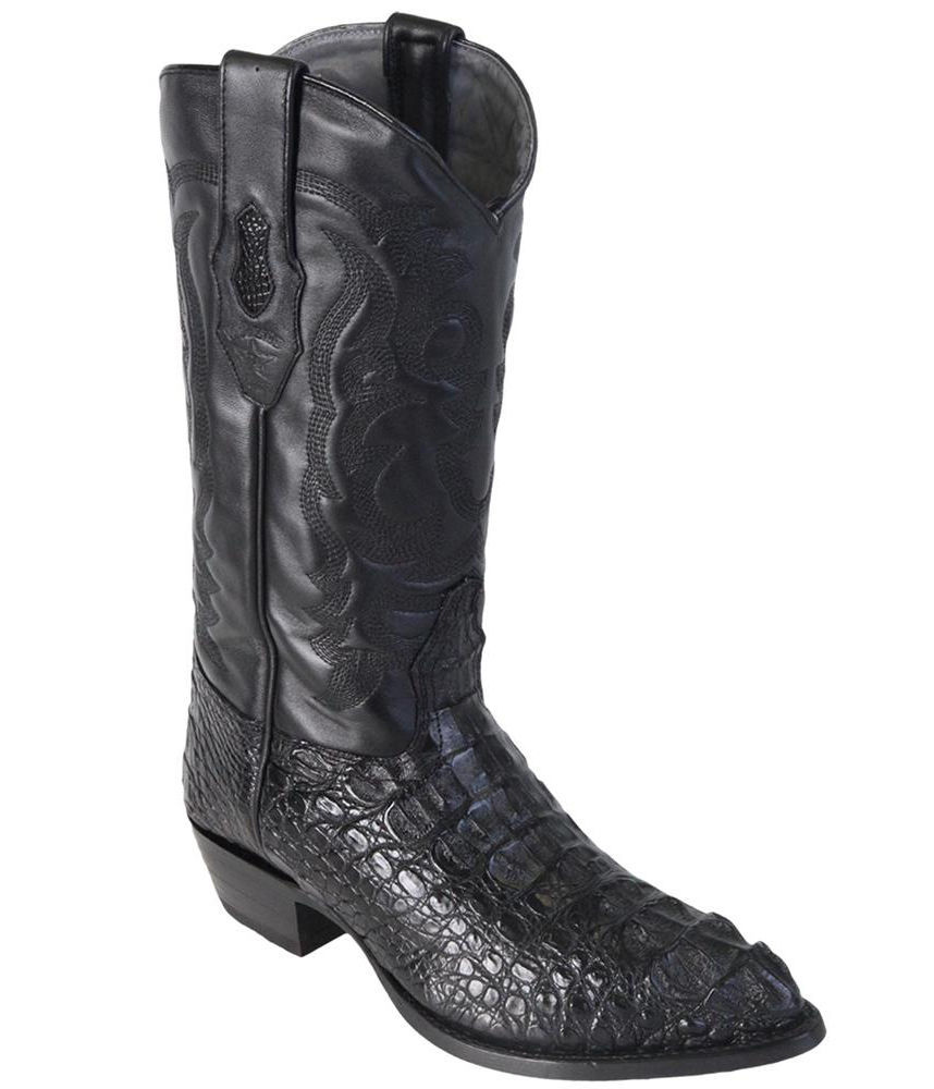 Pre-owned Los Altos Boots Los Altos Men Black Hornback Crocodile Caiman Cowboy J-toe Boot Ee+ 990205
