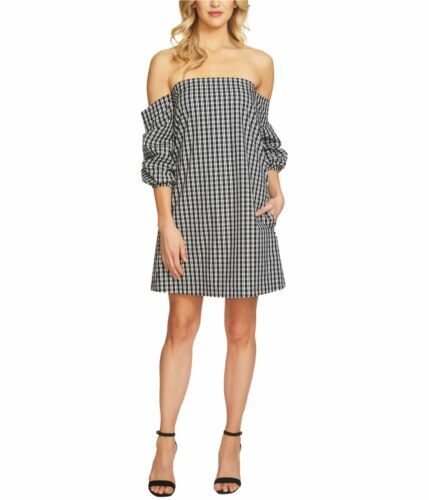 Zara CONTRAST GINGHAM CHECK DRESS blue white size S BNWT | eBay UK