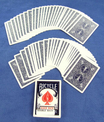 Double Back BLUE on BLUE Bicycle Deck Magic Playing Cards Gaff Trick Full Deck