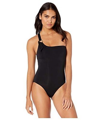 Сплошной купальник Seafolly Active на одно плечо Maillot, черный AU 12 (США 8)