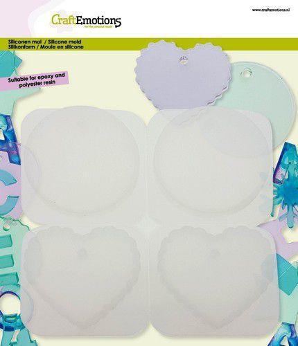 CraftEmotions Silikonform Dekorationsanhänger - rund glatt, Herz Jakobsmuschel 1