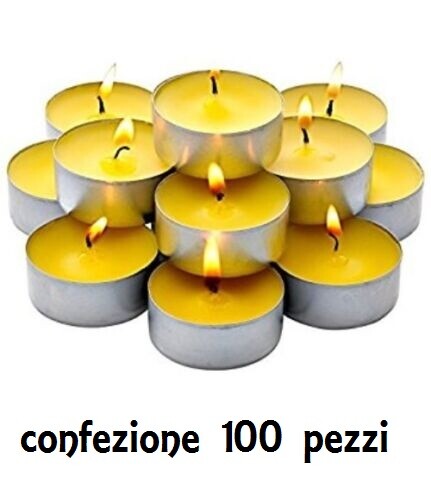 Set 100 Pezzi Candele Profumate Citronella Anti Zanzare Tealight Lumini hmj