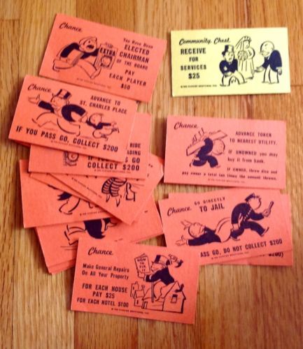 Juego de papel Parker Brothers piezas y piezas