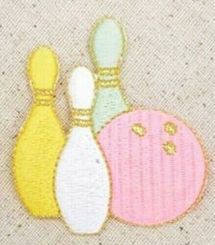Pastel Bowling Ball with Pins iron on patch 2
