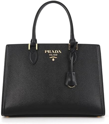 PRADA Black Saffiano Lux Leather Large Satchel Handbag