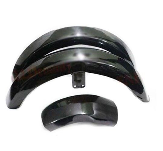 For Norton Dominator Model 7 Black Plunger Frame Front & Rear Mudguard Set 