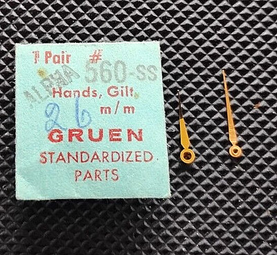 Gruen 560R Watch Hands Alpha Gilt One Pair Genuine Gruen Watch Parts 560ss