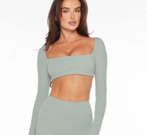CSB freedom scoop long sleeve Square Neck crop Top | eBay
