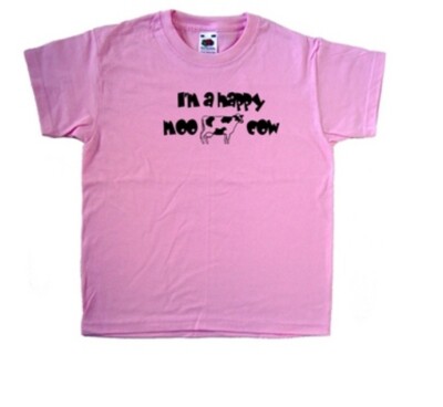 I'm A Happy Moo Cow Pink Kids T-Shirt