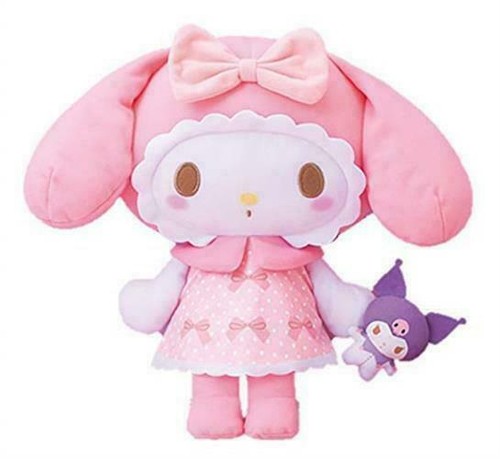 My Melody Plush Girly Pink BIG With Kuromi Approximately