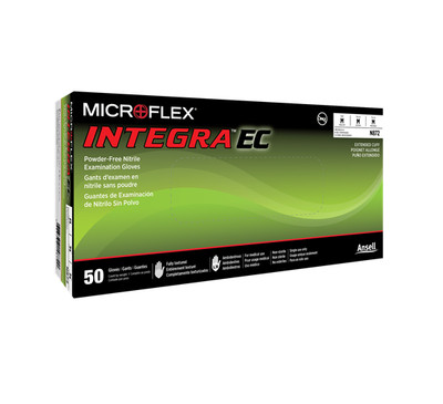 Ansell Microflex Integra EC Extended Nitrile Powder-Free Exam Gloves - SIZE M