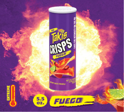 Takis Crisps Fuego Potato Crisps, Hot Chili Pepper and Lime Flavor, 5.5 oz