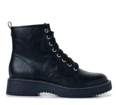 Madden NYC Womens Nappa Lace Up Moto Boots Black 
