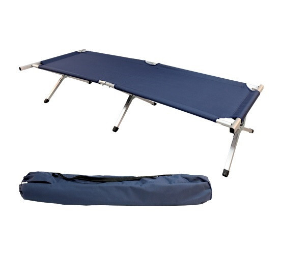 LETTINO BRANDINA LETTO DA CAMPEGGIO CAMPING XL ACCIAIO PIEGHEVOLE CON BORSA BLU