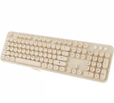 Wireless Keyboard  Cute Colorful 104 Keys Typewriter Retro Round Keycaps Ke Du