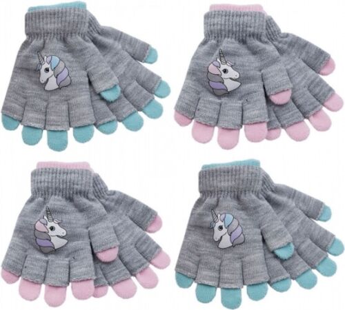 Girls Kids Undercover 2 in 1 Thermal Magic Unicorn Fingerless/Covered Gloves