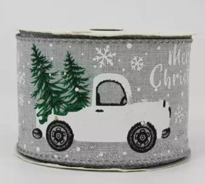 Schleifenband Weihnachten 63mm mit Draht Pick UP weiß - 1 Rolle (10yards = 9,1m)