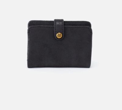 hobo nwt gem small black leather compact  credit card wallet