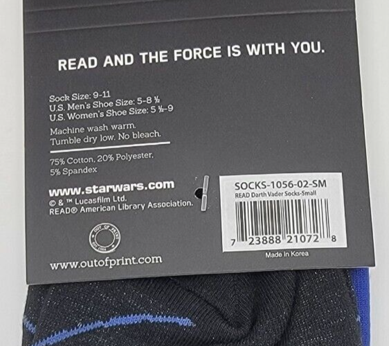 Star Wars Darth Vader Unisex Size Small Socks It Is Your Destiny