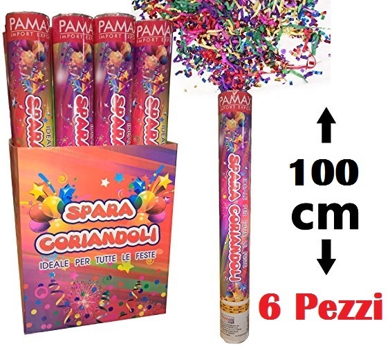 Set 6 Tubo Spara Coriandoli Colorati Cannone 100cm Feste Compleanni Party moc
