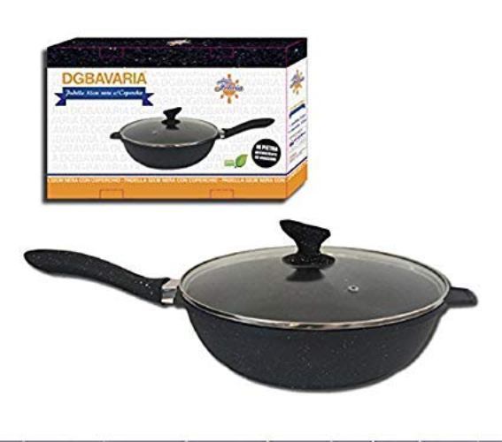 Padella Saltapasta 32cm In Pietra Antiaderente Ad Induzione Con Coperchio sus