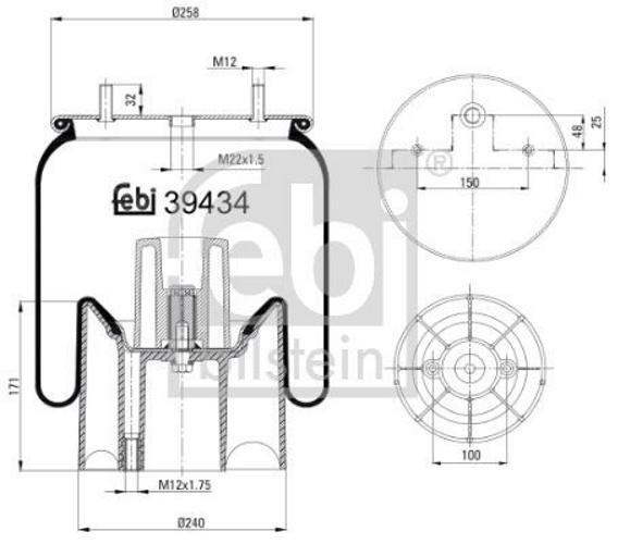 Febi Bilstein Soufflet Ã  Air Suspension Pneumatique 39434 Ã  L'ArriÃ¨Re Gauche, Ã 
