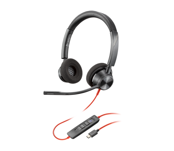 HP POLY BLACKWIRE 3320, MS, STEREO, CORDED HEADSET, INCLUDING USB-A ADAPTOR - 8X