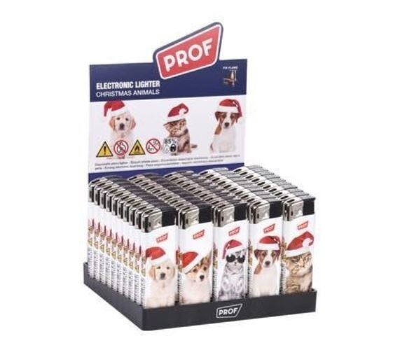 Confezione 50 Accendini Christmas Animals Animali Natale Ricaricabili dfh
