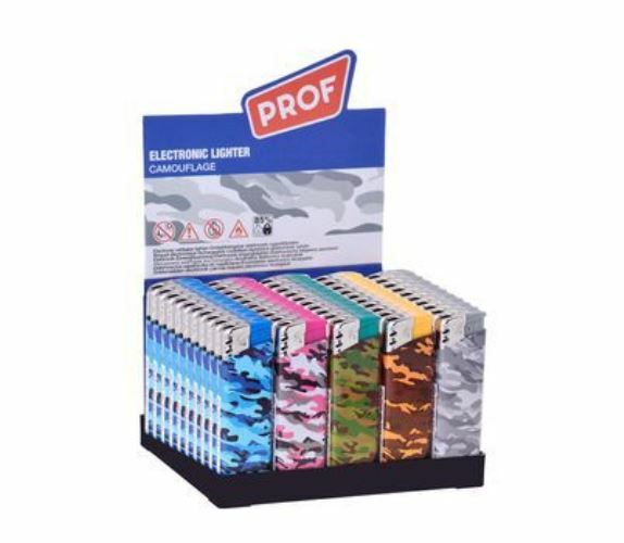 Confezione 50 Accendini Elettronici Ricaricabili Prof Camouflage Militare dfh