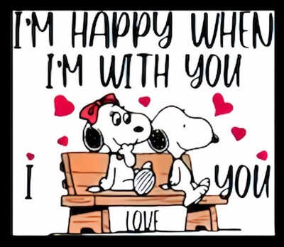 I'm Happy When I'm With You I Love You Snoopy & Belle  Charlie Brown -MAGNET