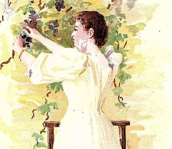 1892 J & P Coats Six Cord Thread Sept Calendar H A Goodwin Lady White Long Dress