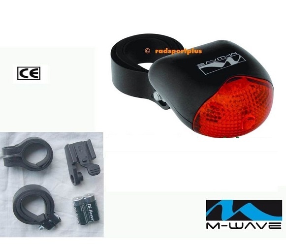 FANALINO M-WAVE 3 LED POSTERIORE DELLA BICICLETTA ROSSO 3 FUNZIONI