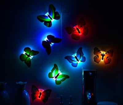 Colorful Changing Butterfly LED Night Light Lamp Home Room Party Desk Wall Decor
