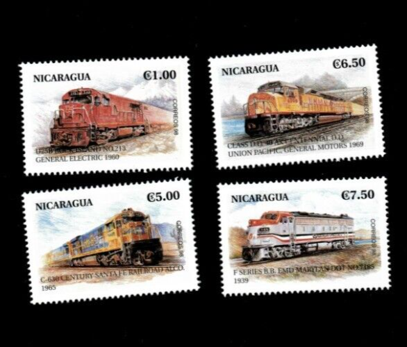 Nicaragua 1999 - Trains - Set of 4 stamps - Scott #2281-84 - MNH