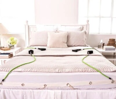 Bed Gym complete strength training system with dvd for queen or king size bed