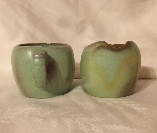 FRANKOMA PLAINSMAN PRAIRIE GREEN 5A & 5B CREAM AND SUGAR