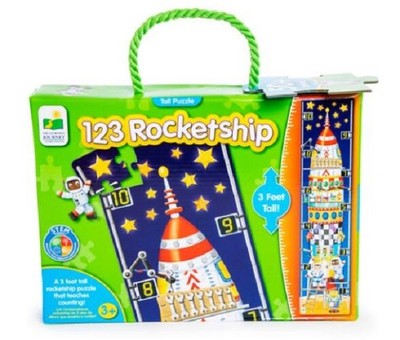 NEW The Learning Journey 123 Rocket Ship 3ft Tall 50pc Puzzle STEM Counting 3+