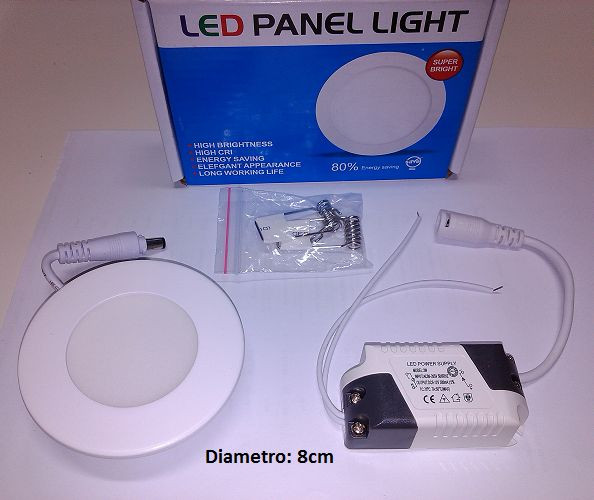 FARETTO LED PANNELLO TONDO LAMPADA FARO 3W 265V LUCE BIANCA NUOVO