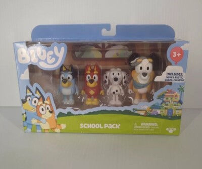 Bluey & Friends School Pack Bluey, Rusty, Chloe, Calypso Figures NEW Fast Ship