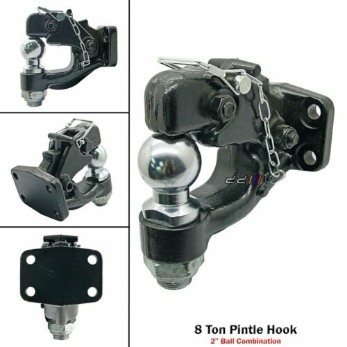 Heavy Duty 8 Ton Ball Combo Pintle Hook Tow Hook Hitch Towing 4WD Truck Trailer