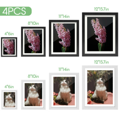 1/4x Wall Mount Wood Picture Photo Frame Set Poster Display 4x6 8x10 11x14 12x16