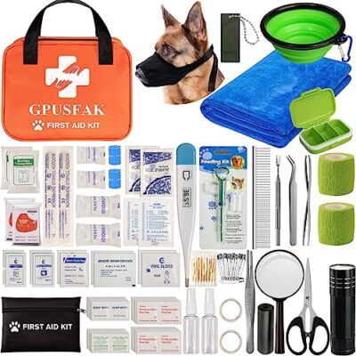 GPUSFAK Pet First Aid Kit for Dogs and Cats - Pet Emergency Kit for Camping H...