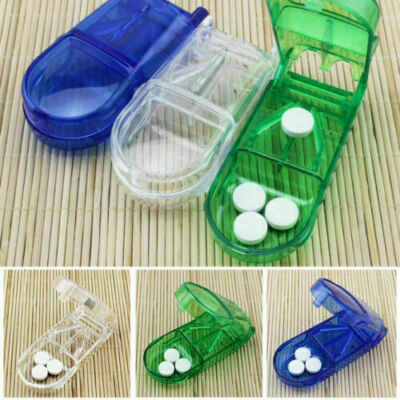 Pill Cutter Splitter Cut Half Storage Compartment Box Medicine   Fast Goods