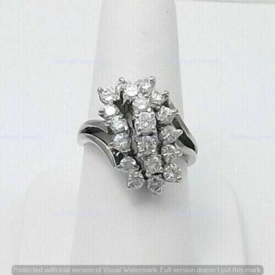 3 Ct Moissanite Waterfall Cluster Cocktail Wedding Ring 925 Sterling Silver