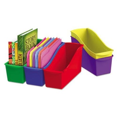 Storex 4 Piece Book Bin - 1 Compartment[s] - 12.6'' Height X 5.3'' Width X 14.3''